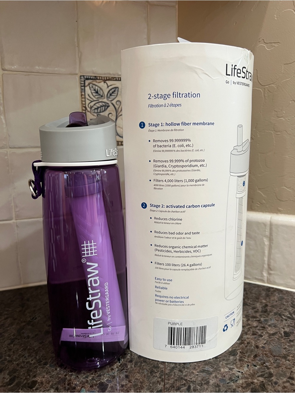 LifeStraw Water Bottle - Purple - Picture 2 of 6